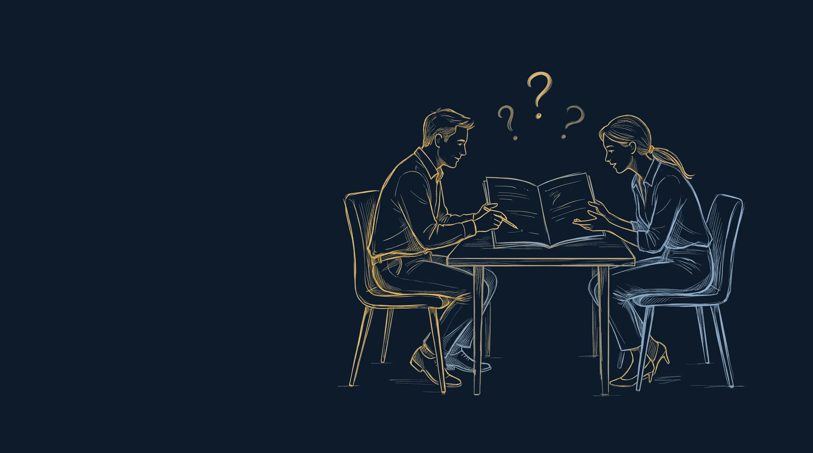 Un acheteur et un formateur face à face autour d'un programme de formation