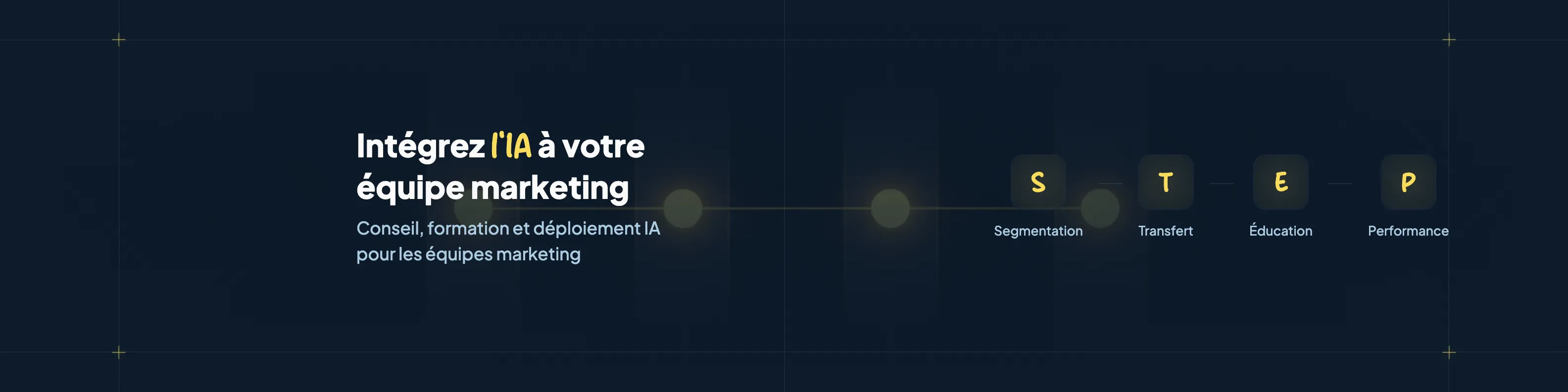 Bannière LinkedIn de Jessy Martin Consulting affichant la méthode STEP, générée par le copilot marketing IA