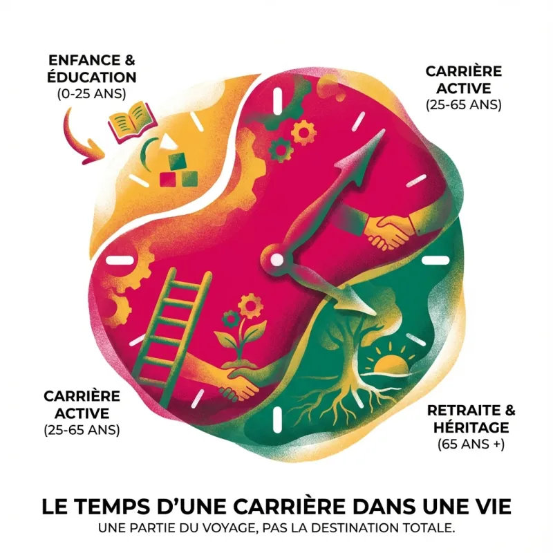 Infographie le temps d'une carrière dans une vie