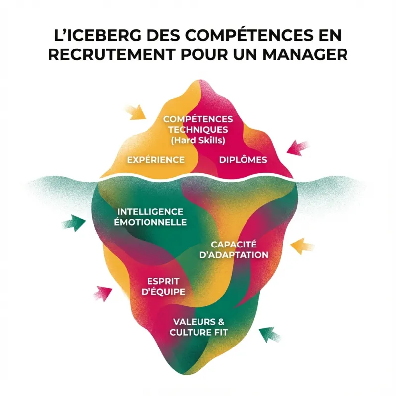 Infographie iceberg des compétences en recrutement