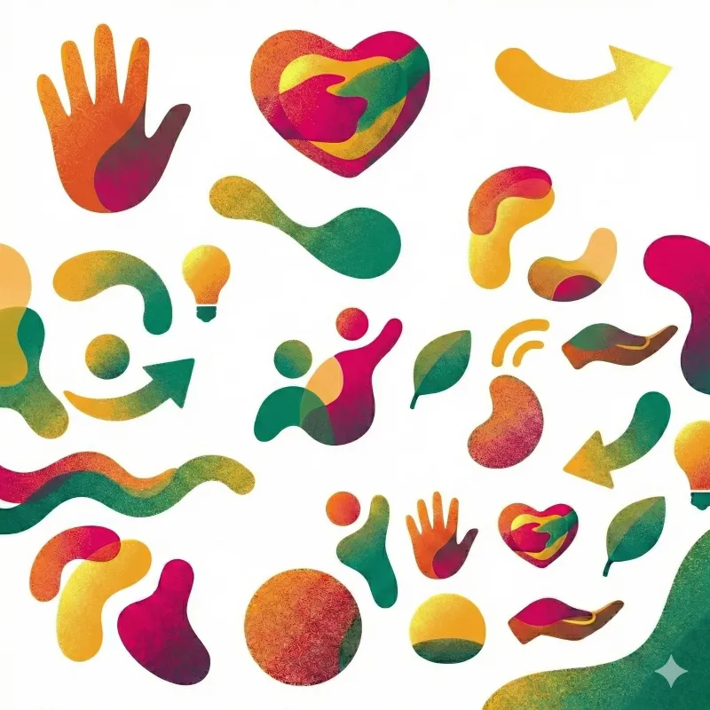 Motifs abstraits colorés dans le style Horizon Humain